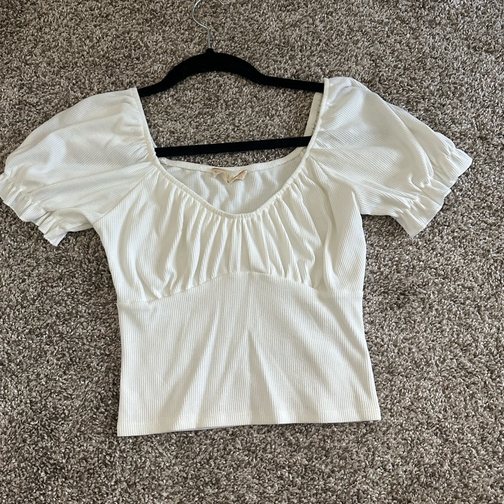 Altar'd State Puff Sleeve Ribbed Top